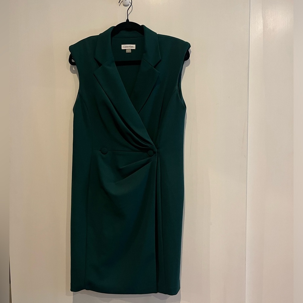 Calvin Klein Green Sleeveless Professional Dress
